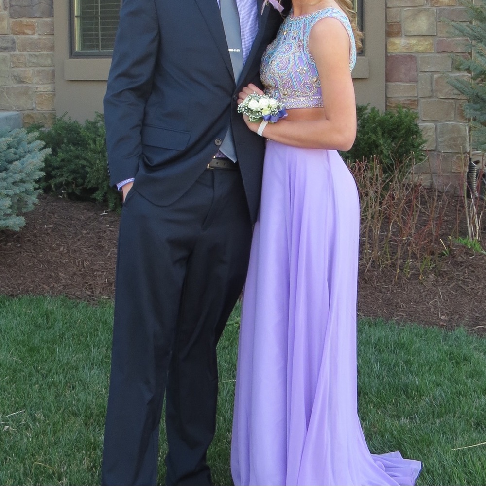 Lavender Two Piece Prom Dress